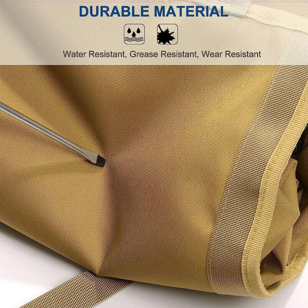 Elosung Khaki Roll Up Tool Organizer With Zippered Pockets Other Tool Storage