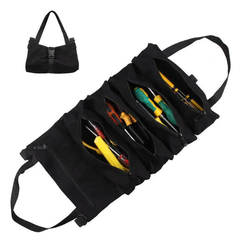 Elosung Black 5 Pocket Roll Up Tool Bag Organiser Tool Bags Belts & Pouches