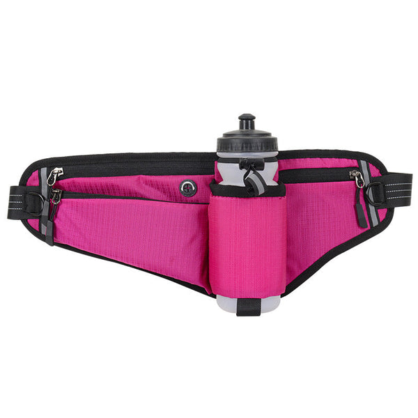 Elosung Rose Red Running Waist Pack With Water Reflective Design And Multiple Storage Pockets For Outdoor Activities Waist Packs & Bags
