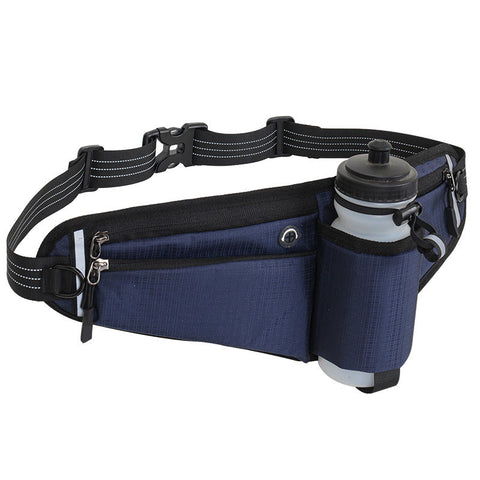 Elosung Dark Blue Running Waist Pack With Water Reflective Design And Multiple Storage Pockets For Outdoor Activities Waist Packs & Bags