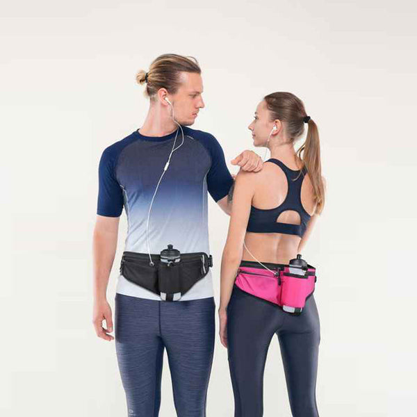 Elosung Dark Blue Running Waist Pack With Water Reflective Design And Multiple Storage Pockets For Outdoor Activities Waist Packs & Bags