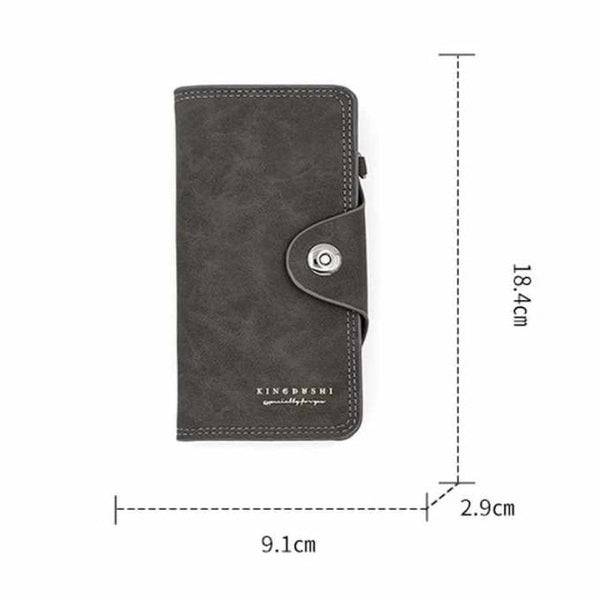 Wallets Elosung Blue Women's Long Zipper Wallet With Button Closure Pu Leather Multi Compartment Clutch Purse