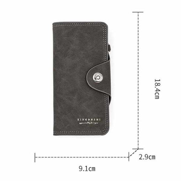 Wallets Elosung Brown Women's Long Zipper Wallet With Button Closure Pu Leather Multi Compartment Clutch Purse