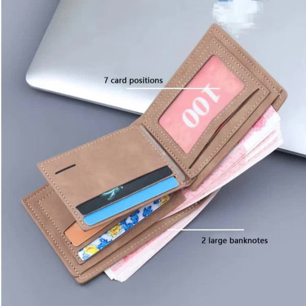 Dark Brown Men's Genuine Leather Bifold Wallet Compact Design With Multiple Card Slots Wallets