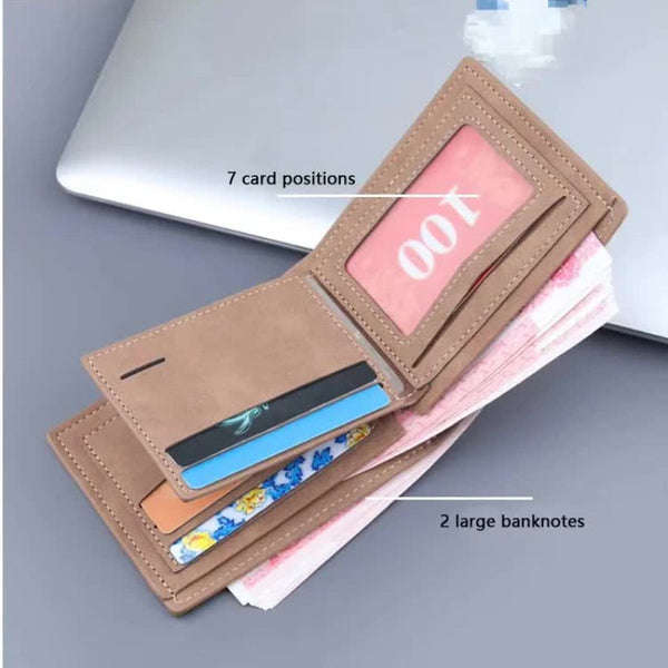 Elosung Black Men's Genuine Leather Bifold Wallet Compact Design With Multiple Card Slots Wallets