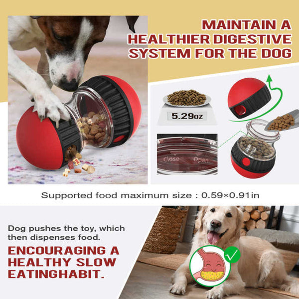 Elosung Red Interactive Dog Slow Feeder Toy Food Dispenser Ball For Healthy Digestion Dishes Feeders & Fountains
