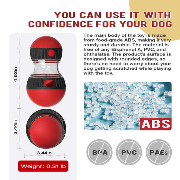 Elosung Red Interactive Dog Slow Feeder Toy Food Dispenser Ball For Healthy Digestion Dishes Feeders & Fountains