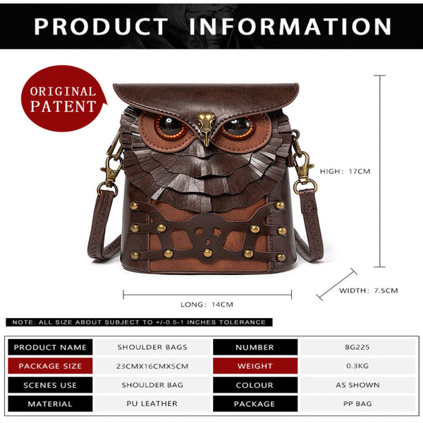 Elosung Handcrafted Leather Owl Crossbody Bag A Unique Retro Design Shoulder Purse For Women Women's Bags & Handbags