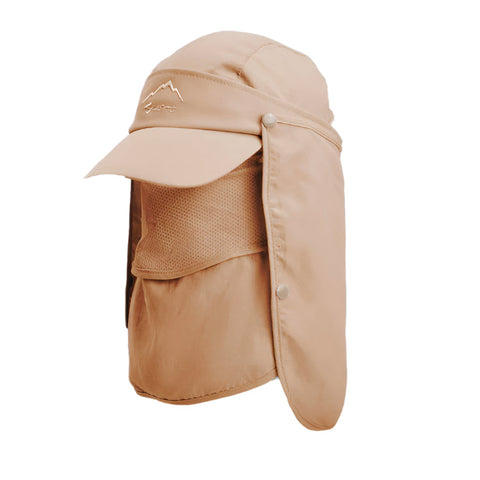 Elosung Khaki Uv Protection 4 In 1 Outdoor Sun Hat With Removable Flaps Hats