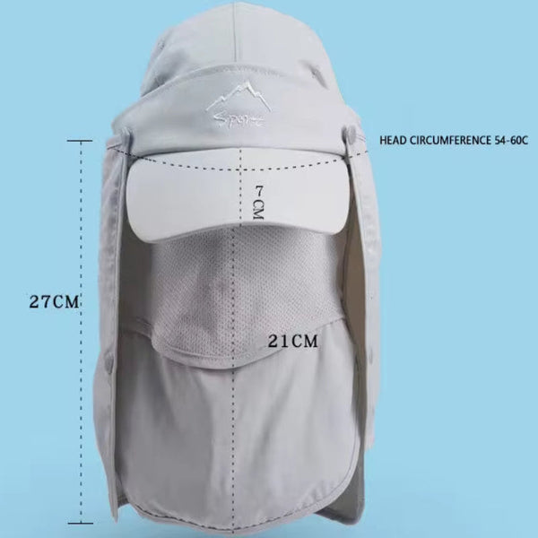 Elosung Khaki Uv Protection 4 In 1 Outdoor Sun Hat With Removable Flaps Hats