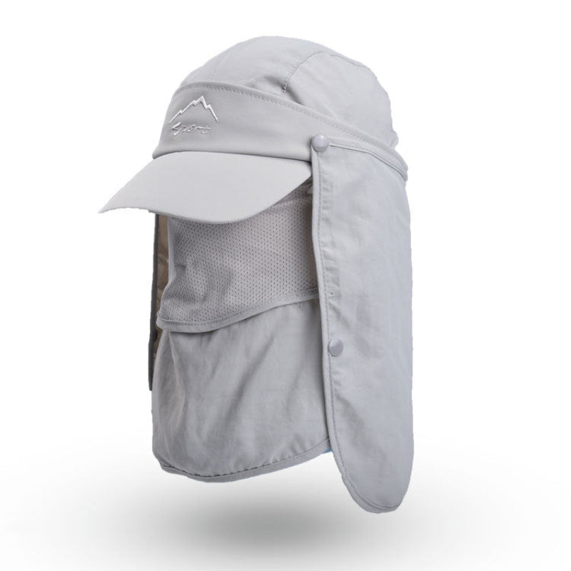 Elosung Grey Uv Protection 4 In 1 Outdoor Sun Hat With Removable Flaps Hats