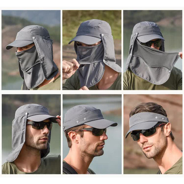 Hats Elosung Grey Uv Protection 4 In 1 Outdoor Sun Hat With Removable Flaps
