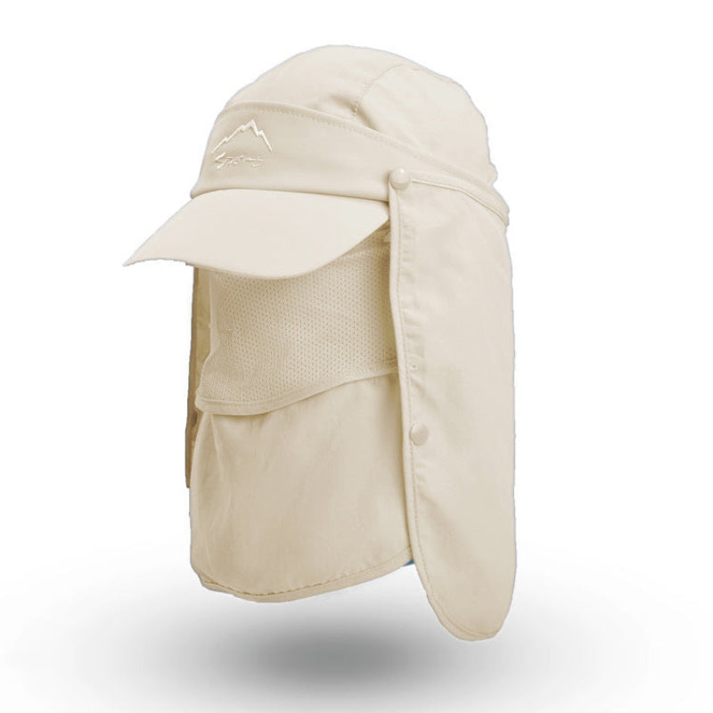 Elosung Beige Uv Protection 4 In 1 Outdoor Sun Hat With Removable Flaps Hats & Headwear