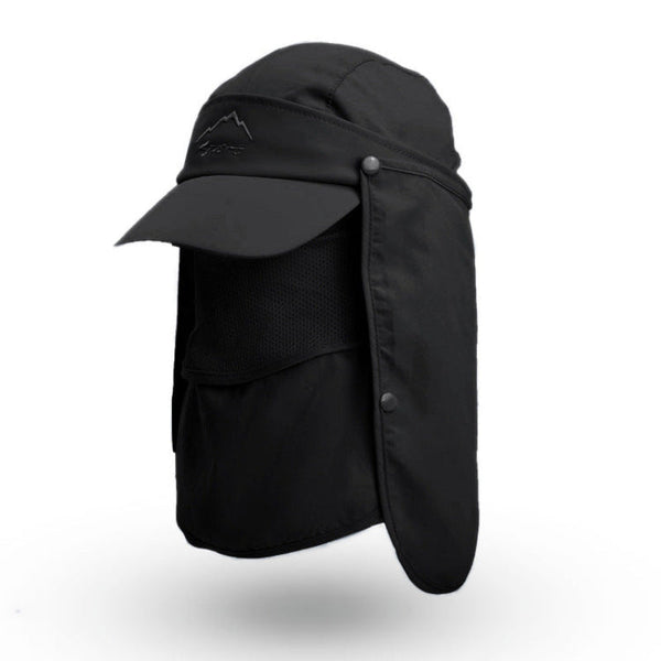Elosung Black Uv Protection 4 In Outdoor Sun Hat With Removable Flaps Hats