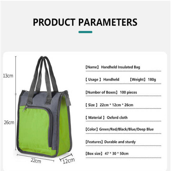Green Insulated Lunch Bag For Office Picnic And Grocery Use Insulated Food Delivery Bags