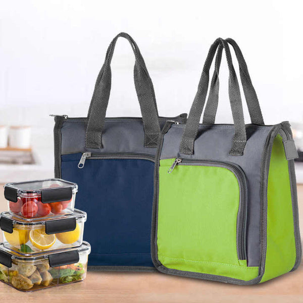 Elosung Navy Blue Portable Insulated Lunch Bag For Office Picnic And Grocery Use Lunchboxes