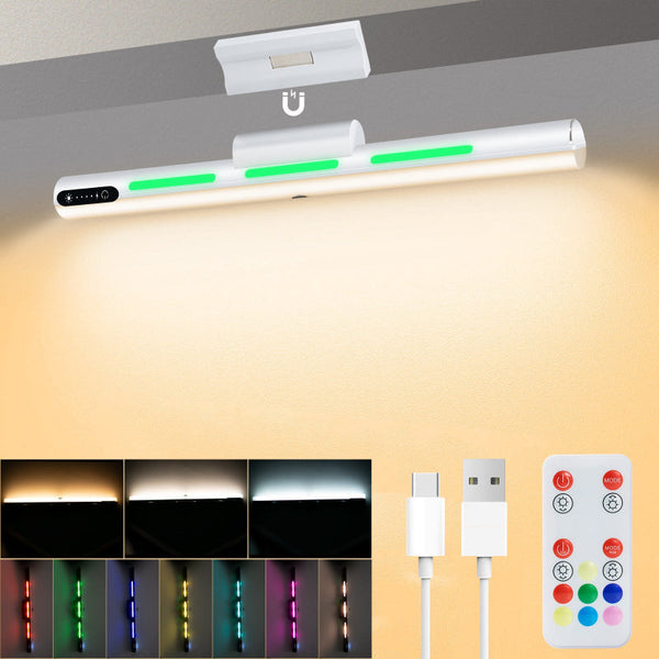 Elosung White Rechargeable Led Desk Light With Rgb And Study Mode Lamps