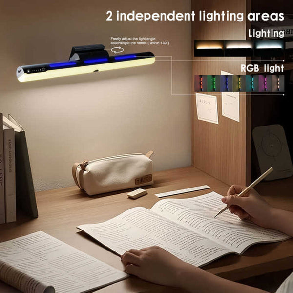 Elosung White Rechargeable Led Desk Light With Rgb And Study Mode Lamps