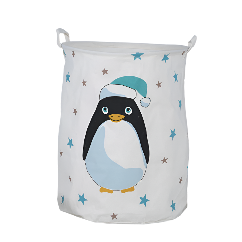 Penguins Canvas Laundry Storage Basket With Adorable Animal Designs Laundry Baskets & Hampers