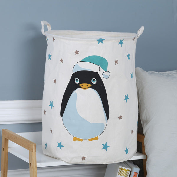Penguins Canvas Laundry Storage Basket With Adorable Animal Designs Laundry Baskets & Hampers