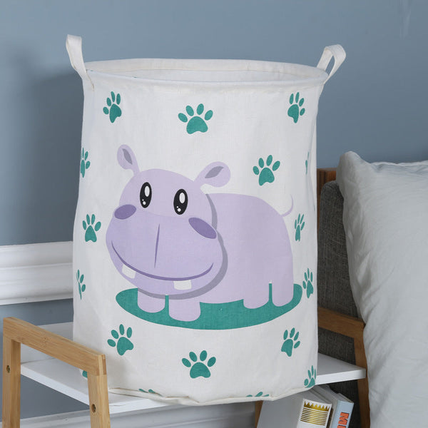 Hippo Canvas Laundry Storage Basket With Adorable Animal Designs Laundry Baskets & Hampers