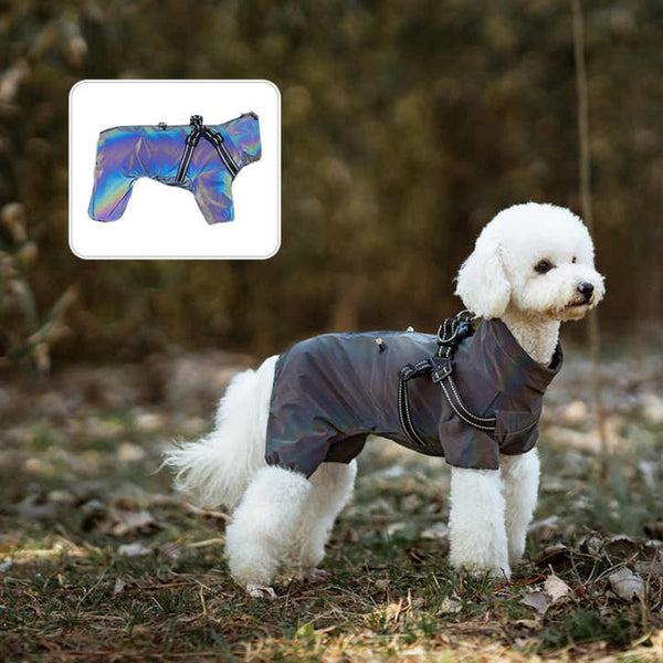 Dog Clothing & Shoes Elosung L Laser Adjustable Waterproof Reflective Dog Raincoat With Harness Design