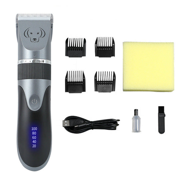 Grey Rechargeable Pet Hair Clipper With Blades Dog Grooming