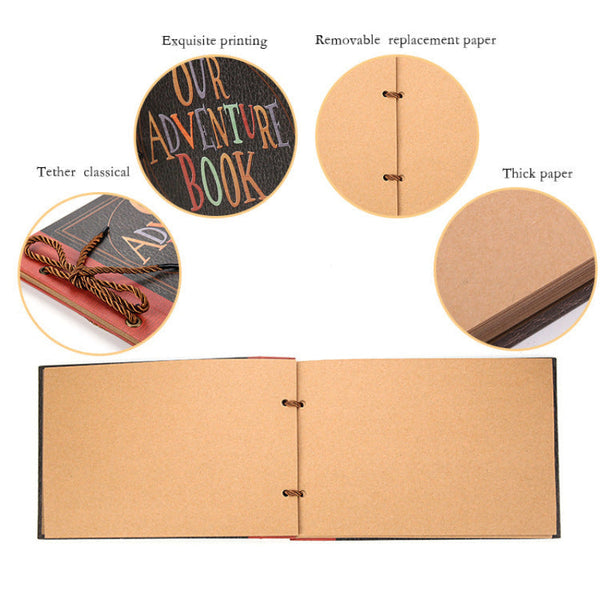 Diy Scrapbook Adventure Album Retro Kraft Paper Photo Book With String Binding Albums & Refills