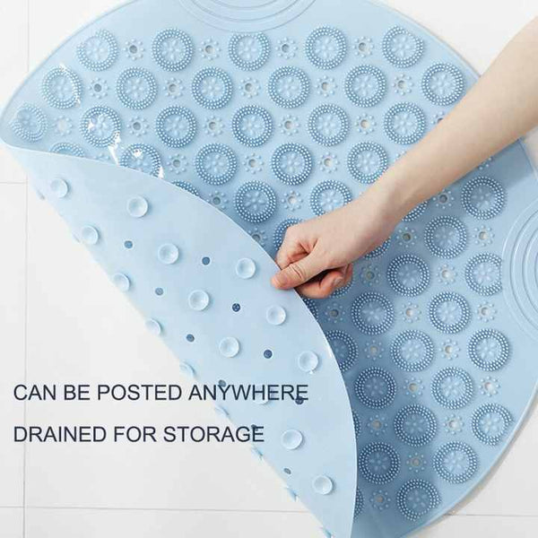 Pink Non Slip Round Shower Foot Scrubber Mat Soft Silicone Massage Pad For Cleaning Bath Brushes & Sponges