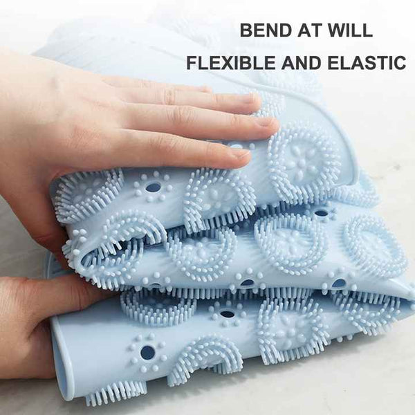Pink Non Slip Round Shower Foot Scrubber Mat Soft Silicone Massage Pad For Cleaning Bath Brushes & Sponges