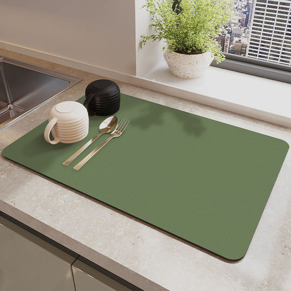 Green Waterproof Quick Dry Kitchen Mat Non Slip Rubber Base Absorbent Technology Fabric 4Mm Thick Kitchen Bench Mats