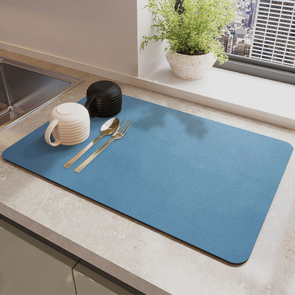 Elosung Blue Waterproof Quick Dry Kitchen Mat Non Slip Rubber Base Absorbent Technology Fabric 4Mm Thick Kitchen Bench Mats