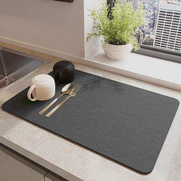 Dark Grey Waterproof Quick Dry Kitchen Mat Non Slip Rubber Base Absorbent Technology Fabric 4Mm Thick Kitchen Bench Mats