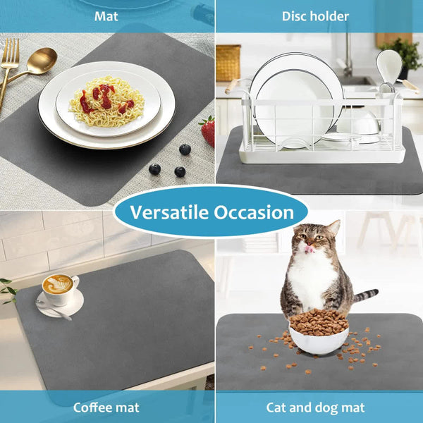 Elosung Red Waterproof Quick Dry Kitchen Mat Non Slip Rubber Base Absorbent Technology Fabric 4Mm Thick Kitchen Bench Mats