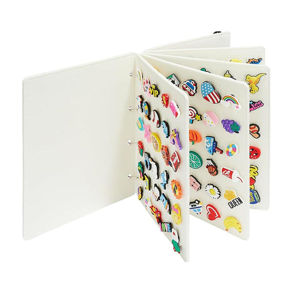White Felt Storage Book For Shoe Charms And Pin Collectibles Durable Organizer Personal Organisers
