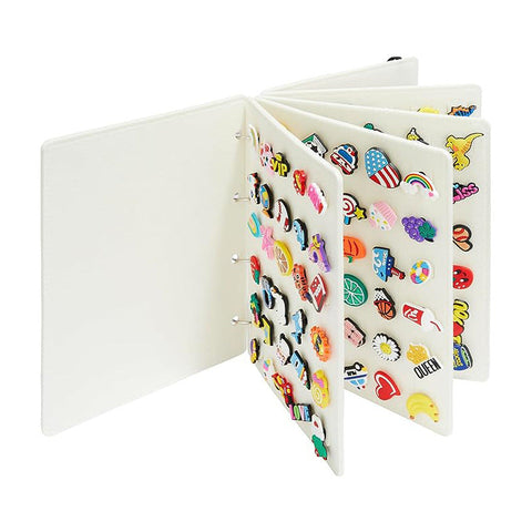 White Felt Storage Book For Shoe Charms And Pin Collectibles Durable Organizer Personal Organisers
