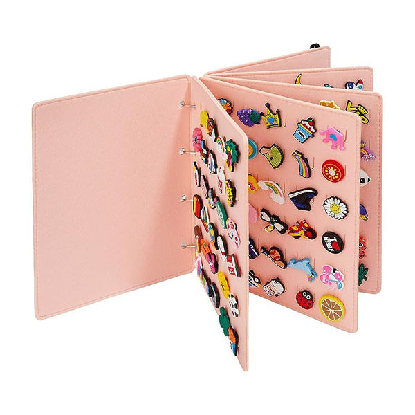 Elosung Pink Felt Storage Book For Shoe Charms And Collectibles Durable Organizer Personal Organisers