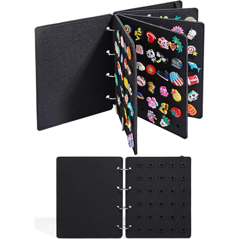 Elosung Black Felt Storage Book For Shoe Charms And Pin Collectibles Durable Organizer Other Home Organisation