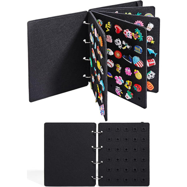 Elosung Black Felt Storage Book For Shoe Charms And Pin Collectibles Durable Organizer Other Home Organisation