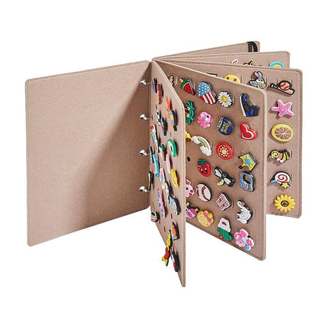 Elosung Light Brown Felt Storage Book For Shoe Charms And Pin Collectibles Durable Organizer Personal Organisers