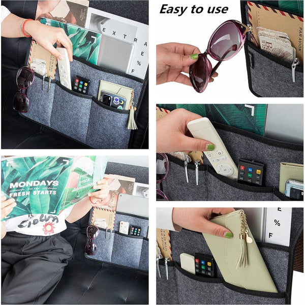Dark Grey Felt Couch Armrest Organizer Multifunctional Storage Pouch Other Home Organisation
