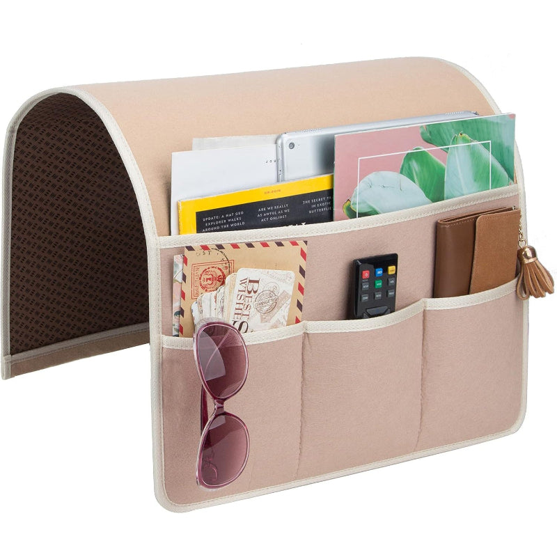 Elosung Beige Felt Couch Armrest Organizer Multifunctional Storage Pouch Other Home Organisation