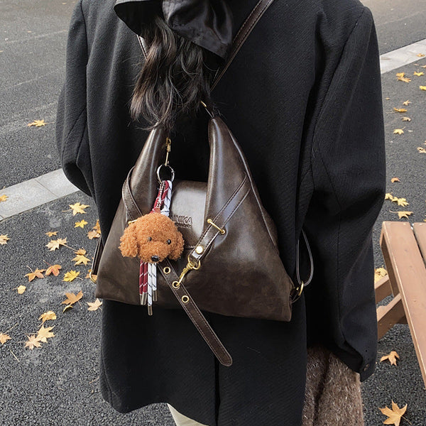 Brown Elegant Faux Leather Shoulder Bag With Strap Women's Bags & Handbags