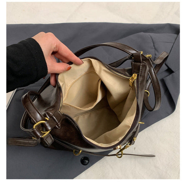 Brown Elegant Faux Leather Shoulder Bag With Strap Women's Bags & Handbags