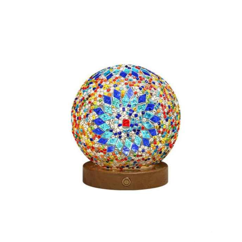 Elosung Blue Handmade Mosaic Glass Lamp Vibrant Decorative Table Light Lamps