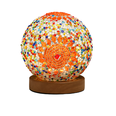 Elosung Orange Handmade Mosaic Glass Lamp Vibrant Decorative Table Light Lamps