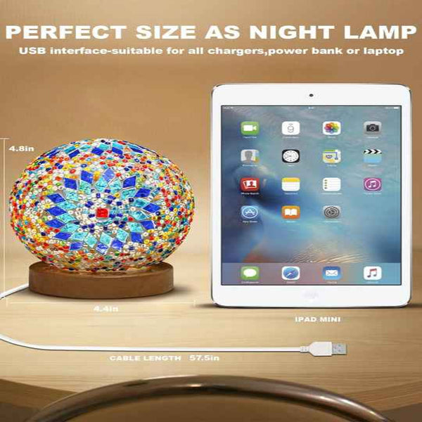 Elosung Orange Handmade Mosaic Glass Lamp Vibrant Decorative Table Light Lamps