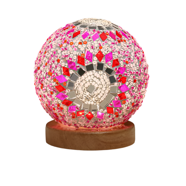 Elosung Pink Handmade Mosaic Glass Lamp Vibrant Decorative Table Light Lamps