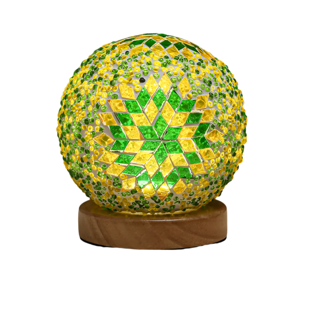 Green Handmade Mosaic Glass Lamp Vibrant Decorative Table Light Lamps