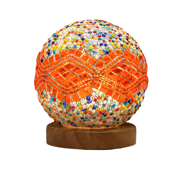 Elosung Wavy Orange Handmade Mosaic Glass Lamp Vibrant Decorative Table Light Lamps